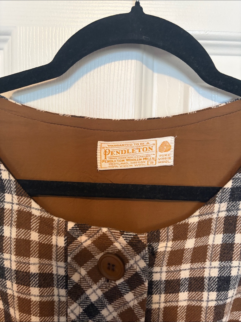 Vintage Pendleton Women’s Brown Plaid Wool Dress